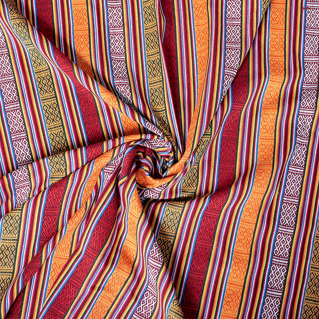 〔50cm切り売り〕ネパール伝統のコットン織り生地　薄手〔幅約107cm〕 5 - よい雰囲気です