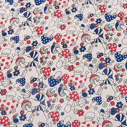 〔50cm切り売り〕カラフルきのこのパラダイス　ネパールのかわいいサイケデリック　きのこ柄生地〔幅約132cm〕 - サブ3