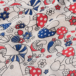 〔50cm切り売り〕カラフルきのこのパラダイス　ネパールのかわいいサイケデリック　きのこ柄生地〔幅約132cm〕 - サブ4