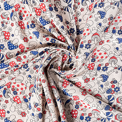 〔50cm切り売り〕カラフルきのこのパラダイス　ネパールのかわいいサイケデリック　きのこ柄生地〔幅約132cm〕 - サブ5