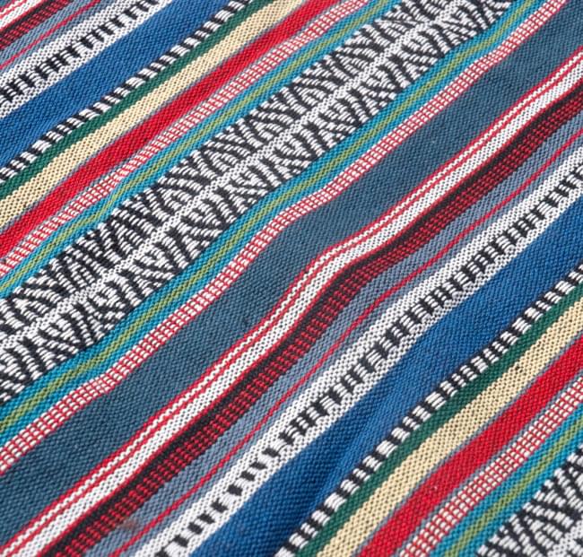 〔50cm切り売り〕ネパールコットン織り生地-厚手【黒×赤×青系】〔幅120cm〕 2 - 生地の拡大です。