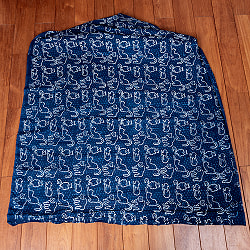 【3個セット】〔1m単位切り売り〕インドの伝統息づく　昔ながらの木版インディゴ藍染布　猫　ネイビー系〔幅約113cm〕 - サブ3