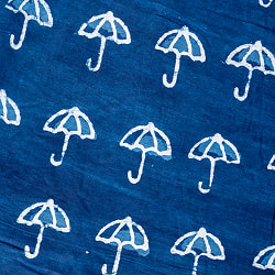 【3個セット】〔1m単位切り売り〕インドの伝統息づく　昔ながらの木版インディゴ藍染布　パラソル　ネイビー系〔幅約110cm〕 - サブ2