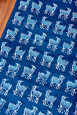 【3個セット】〔1m単位切り売り〕インドの伝統息づく　昔ながらの木版インディゴ藍染布　シカ　ネイビー系〔幅約109cm〕 - サブ4