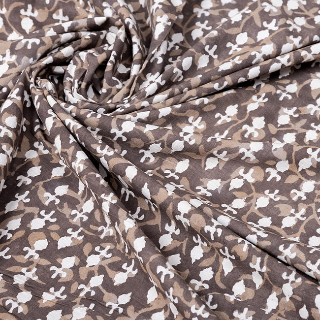 【3個セット】〔1m単位切り売り〕昔ながらの木版泥染め　ダブプリント　グレー系〔幅約115cm〕 6 - インドならではの風合い