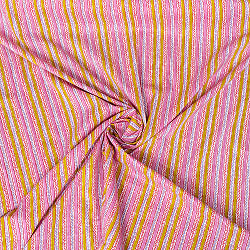 【3個セット】〔1m単位切り売り〕南インドのカラフルストライプ布　ピンク・青緑系〔幅約109cm〕 - サブ2