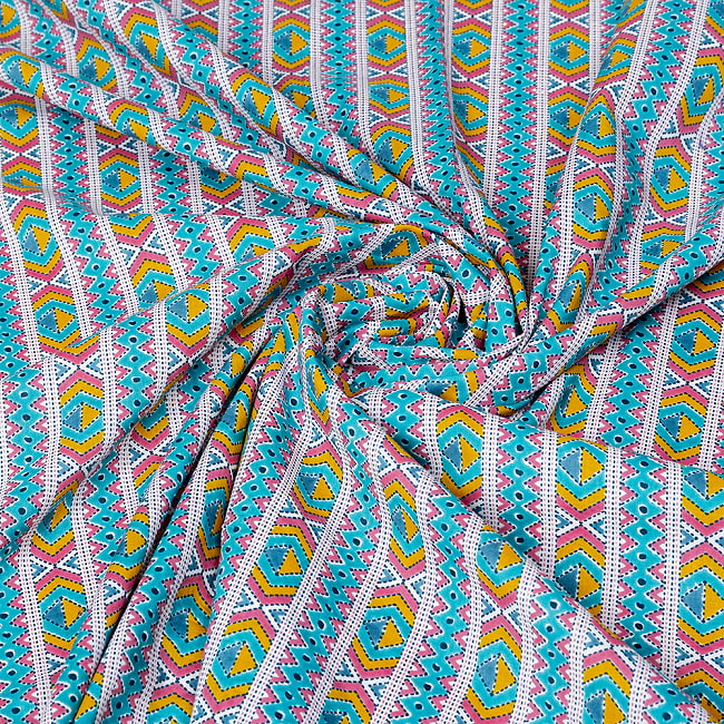 【3個セット】〔1m単位切り売り〕テキスタイルの伝統息づくインドから　エスニックなストライプ布　青緑系〔幅約107cm〕 6 - インドならではの風合い