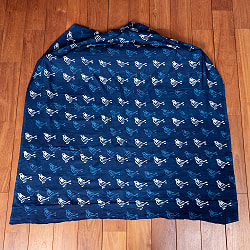 【5個セット】〔1m単位切り売り〕インドの伝統息づく　昔ながらの木版インディゴ藍染布　小鳥　ネイビー系〔幅約111cm〕 - サブ3