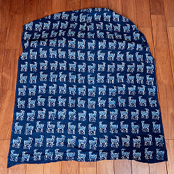 【5個セット】〔1m単位切り売り〕インドの伝統息づく 昔ながらの木版インディゴ藍染布 シカ ネイビー系〔幅約109cm〕 - サブ3