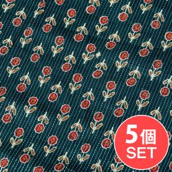 【5個セット】〔1m単位切り売り〕テキスタイルの伝統息づくインドから　昔ながらの小花柄布　フォレスト系〔幅約105cm〕の商品写真