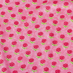 【5個セット】〔1m単位切り売り〕テキスタイルの伝統息づくインドから　昔ながらの小花柄布　ピンク系〔幅約107cm〕 - サブ5