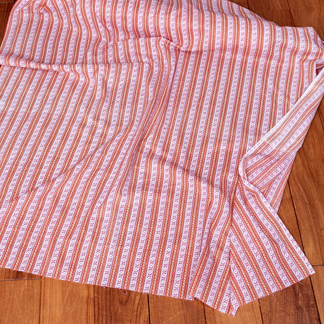 【5個セット】〔1m単位切り売り〕南インドのストライプ布　ピンク系〔幅約108cm〕 7 - 全体写真です