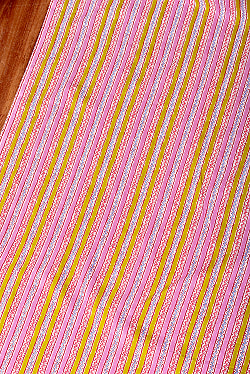 【5個セット】〔1m単位切り売り〕南インドのカラフルストライプ布　ピンク・青緑系〔幅約109cm〕 - サブ4