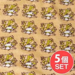 【5個セット】〔1m単位切り売り〕インドの伝統と不思議が融合 おもしろデザイン布 ターバンおじさま柄〔幅約109cm〕