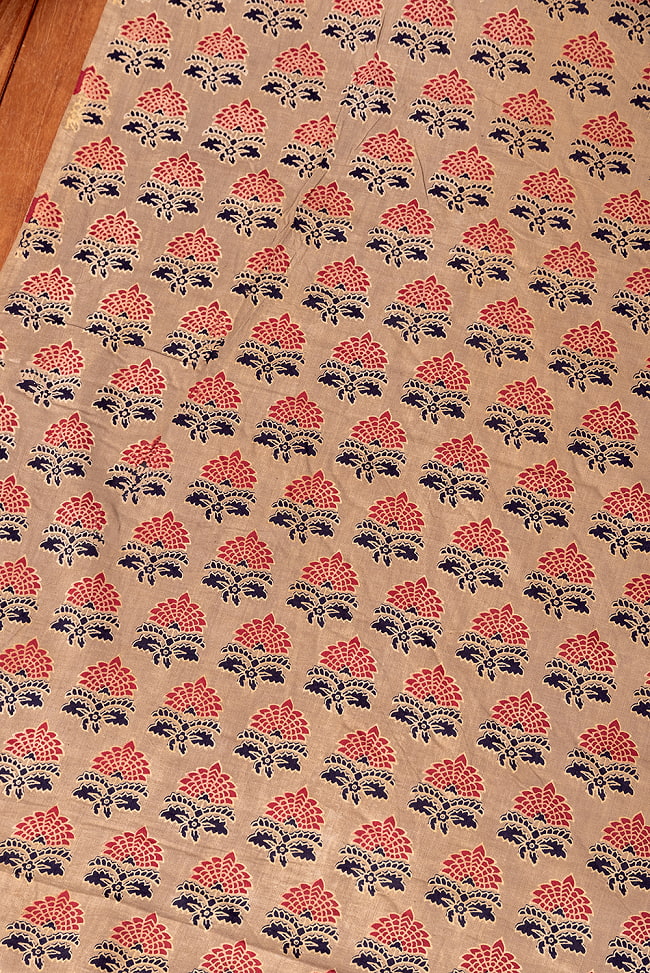 【5個セット】〔1m単位切り売り〕テキスタイルの伝統息づくインドから　昔ながらの花柄　ブラウン系〔幅約107cm〕 4 - とても良い雰囲気