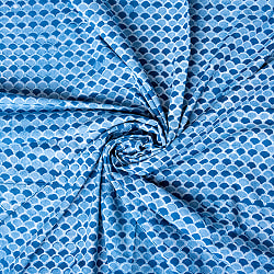 【3個セット】〔90cm切り売り〕インディゴブルーの伝統泥染め布 - 波柄〔幅約109cm〕 - サブ5