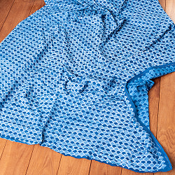 【5個セット】〔90cm切り売り〕インディゴブルーの伝統泥染め布 - 波柄〔幅約109cm〕 - サブ2