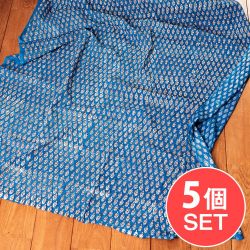 【5個セット】〔90cm切り売り〕インディゴブルーの伝統泥染め布 - ボタニカル柄〔幅約109cm〕の商品写真