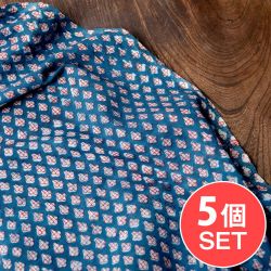 【5個セット】〔90cm切り売り〕インディゴブルーの伝統泥染め布 - ボタニカル柄〔幅約109cm〕の商品写真