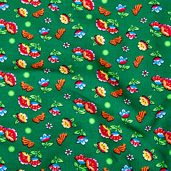 【3個セット】〔1m単位切り売り〕アジアのレトロ小花柄ファブリック　ヴィンテージ風　昭和レトロ〔約130cm〕 - グリーン - サブ5