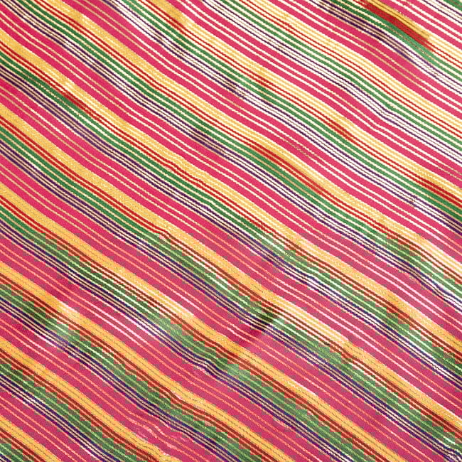 【3個セット】〔1m単位切り売り〕インドの伝統模様布　ボーダー　ストライプ柄〔約103cm〕カッパー系 5 - 生地の拡大写真です