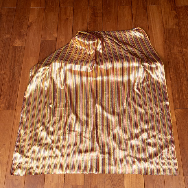 【3個セット】〔1m単位切り売り〕インドの伝統模様布　ボーダー　ストライプ柄〔約103cm〕カラフル系 3 - 全体を広げてみたところです。1mの長さごとにご購入いただけます。