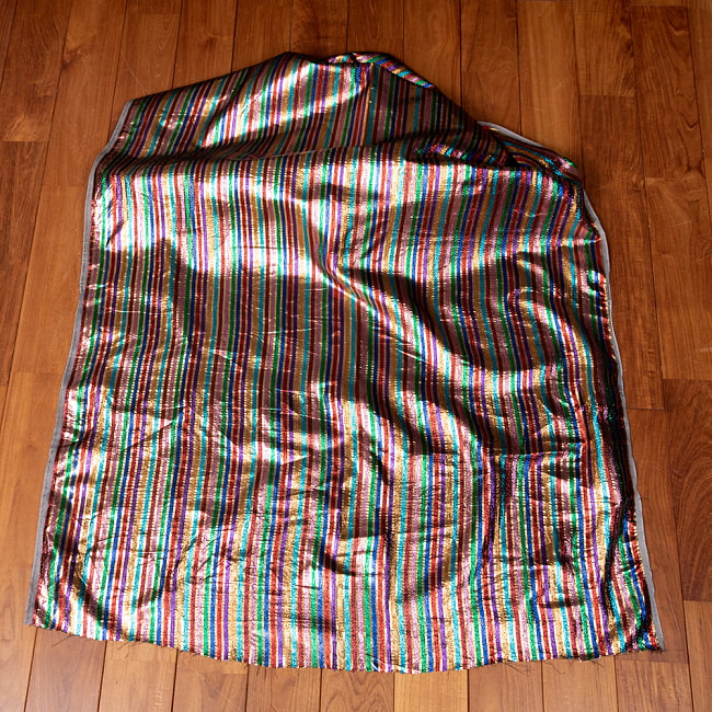 【3個セット】〔1m単位切り売り〕インドの伝統模様布　ボーダー　ストライプ柄〔約107cm〕カラフル系 3 - 全体を広げてみたところです。1mの長さごとにご購入いただけます。