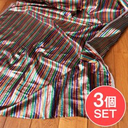 【3個セット】〔1m単位切り売り〕インドの伝統模様布　ボーダー　ストライプ柄〔約107cm〕カラフル系の商品写真