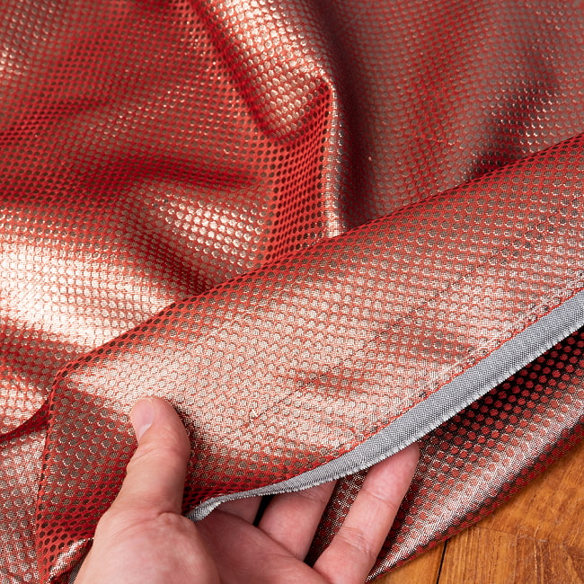 【3個セット】〔1m単位切り売り〕インドの伝統模様布〔約108cm〕カッパー系 7 - 生地の拡大写真です