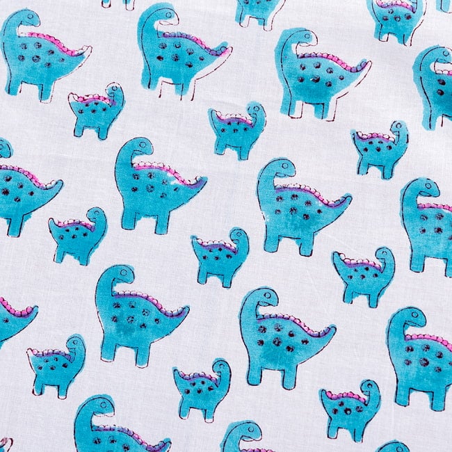 【3個セット】〔1m単位切り売り〕ジャイプル　職人手作り　　インド伝統の木版染め更紗マルチクロス〔幅約114cm〕 - インドの恐竜家族さん 5 - インドならではの布ですね。