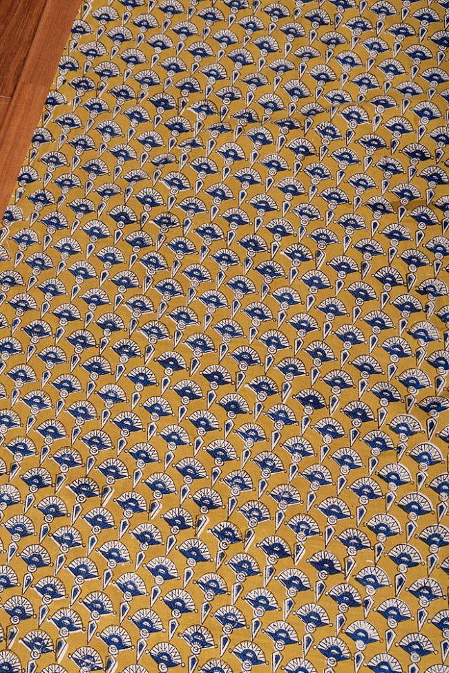 【3個セット】〔1m単位切り売り〕ジャイプル 職人手作り木版染め 色彩美しいボタニカルデザイン おしゃれ 生地 花柄 テーブルクロス 刺繍素材などへ〔幅約111cm〕 - イエロー系 4 - 1mの長さごとにご購入いただけます。