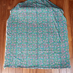 【3個セット】〔1m単位切り売り〕ジャイプル　職人手作り木版染め　色彩美しいボタニカルデザイン　おしゃれ　生地　花柄　テーブルクロス　刺繍素材などへ〔幅約111cm〕 - グリーン系 - サブ3