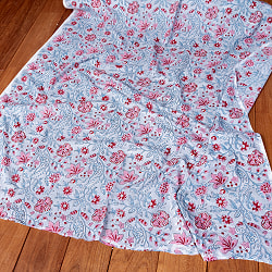 【3個セット】〔1m単位切り売り〕ジャイプル　職人手作り木版染め　色彩美しいボタニカルデザイン　おしゃれ　生地　花柄　テーブルクロス　刺繍素材などへ〔幅約111cm〕 - グレー系 - サブ2