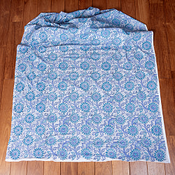 【3個セット】〔1m単位切り売り〕ジャイプル　職人手作り木版染め　色彩美しいボタニカルデザイン　おしゃれ　生地　花柄　テーブルクロス　刺繍素材などへ〔幅約113cm〕 - グレー系 - サブ3