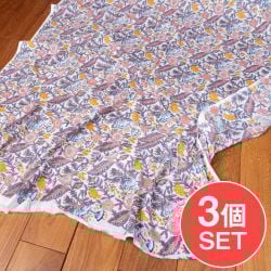 【3個セット】〔1m単位切り売り〕ジャイプル　職人手作り　色彩豊かなボタニカルデザイン　おしゃれ　生地　花柄　テーブルクロス　刺繍素材などへ〔約111cm〕の商品写真