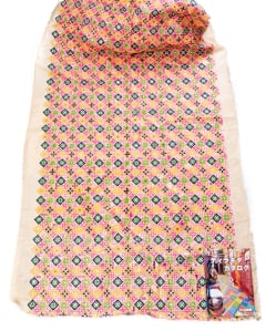 【3個セット】〔1m単位切り売り〕ラジャスタンの刺繍布〔108cm〕 - シャンパンゴールド - サブ4