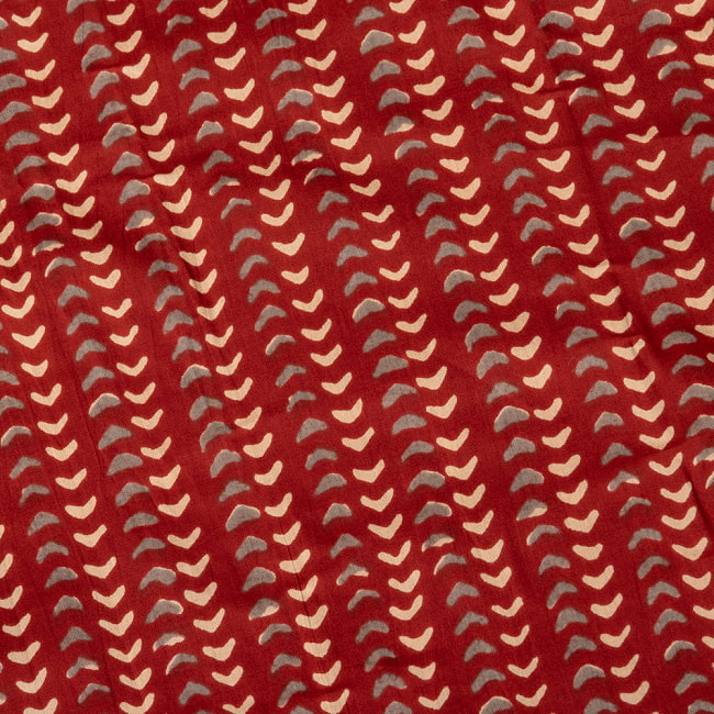 【3個セット】〔1m単位切り売り〕伝統息づく南インドから　昔ながらの更紗模様布〔約105cm〕レンガ系 5 - 生地の拡大写真です