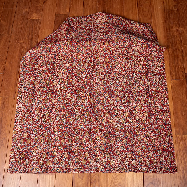 【3個セット】〔1m単位切り売り〕伝統息づく南インドから　昔ながらの木版染め更紗模様布〔約106cm〕 - レッド 3 - とても素敵な雰囲気です