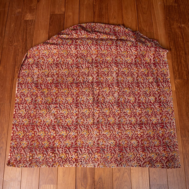 【3個セット】〔1m単位切り売り〕伝統息づく南インドから　昔ながらの木版染め更紗模様布〔約106cm〕 - レッド 3 - とても素敵な雰囲気です