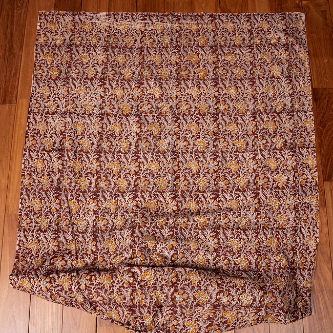 【3個セット】〔1m単位切り売り〕伝統息づく南インドから 昔ながらの木版染め更紗模様布〔約106cm〕 - 赤茶 3 - とても素敵な雰囲気です