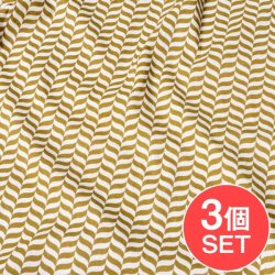 【3個セット】〔1m単位切り売り〕南インドのキャンディケインストライプ布　ヘリンボーン〔幅約108.5cm〕 - ウィローグリーン×白系の商品写真