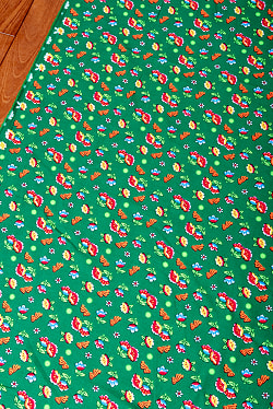 【5個セット】〔1m単位切り売り〕アジアのレトロ小花柄ファブリック　ヴィンテージ風　昭和レトロ〔約130cm〕 - グリーン - サブ4