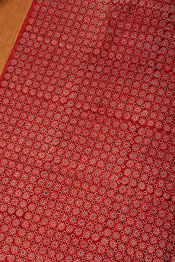 【5個セット】〔1m切単位り売り〕アジュラックプール村からやってきた　昔ながらの木版染めアジュラックデザイン布〔約113cm〕 - レッド系 - サブ4