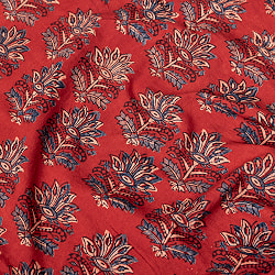 【5個セット】〔1m切単位り売り〕アジュラックプール村からやってきた　昔ながらの木版染め更紗模様布〔約112cm〕 - レッド系 - サブ5