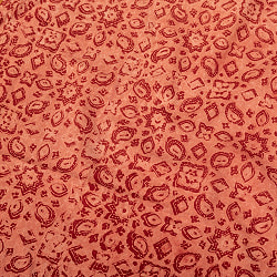 【5個セット】〔1m切単位り売り〕アジュラックプール村からやってきた　昔ながらの木版染め伝統模様布〔幅約111cm〕 - 赤系 - サブ5