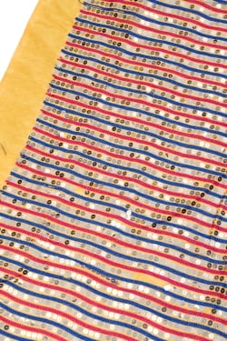 【5個セット】〔1m切単位り売り〕インドのスパンコールクロス布〔106cm〕 - イエロー - サブ2