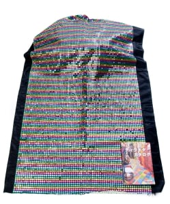 【5個セット】〔1m切単位り売り〕インドのスパンコールクロス布〔107cm〕 - ブラック×マルチカラー - サブ4