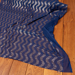 【5個セット】〔1m切単位り売り〕インドのスパンコール刺繍付き　シフォン生地布〔約106cm〕ネイビー系 - サブ2