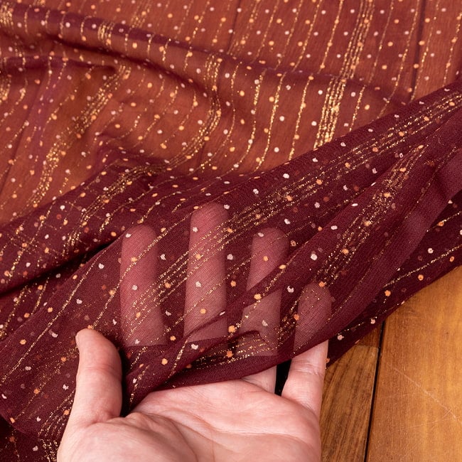 【5個セット】〔1m切単位り売り〕インドのメッシュ シースルー生地布〔約103cm〕カラフル系 7 - 生地の拡大写真です