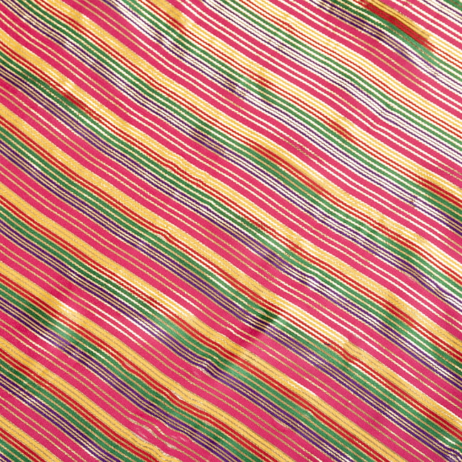 【5個セット】〔1m切単位り売り〕インドの伝統模様布　ボーダー　ストライプ柄〔約103cm〕カッパー系 5 - 生地の拡大写真です